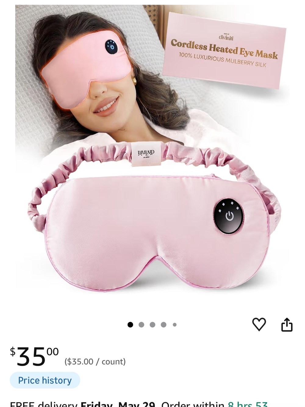 Heated Silk Eye Mask - Pink Comfort